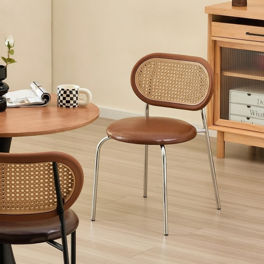 Silla de Comedor Estilo Ratán Nórdico con Cojín - 3