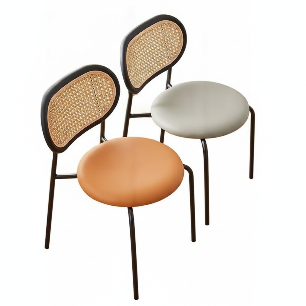 Silla de Comedor Estilo Ratán Nórdico con Cojín - 5