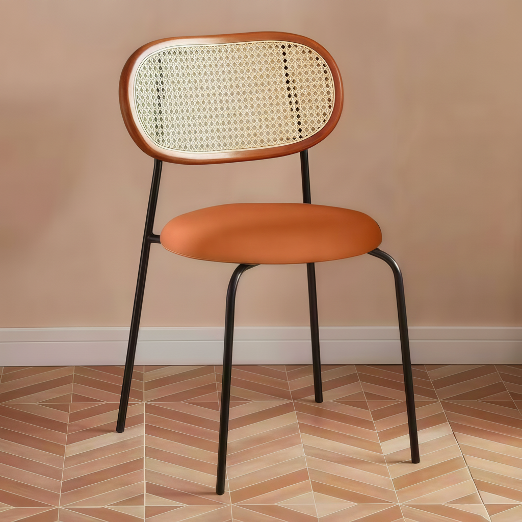 Silla de Comedor Estilo Ratán Nórdico con Cojín - 6