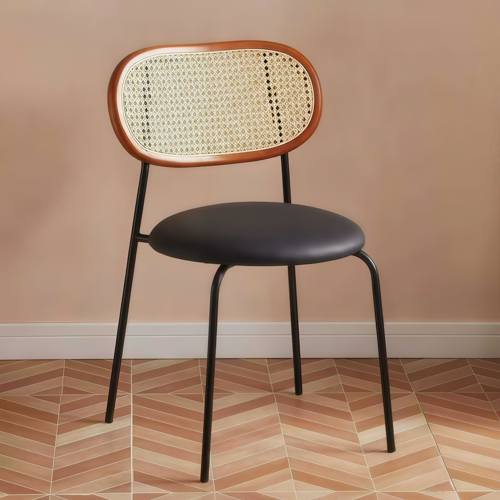 Silla de Comedor Estilo Ratán Nórdico con Cojín - 7