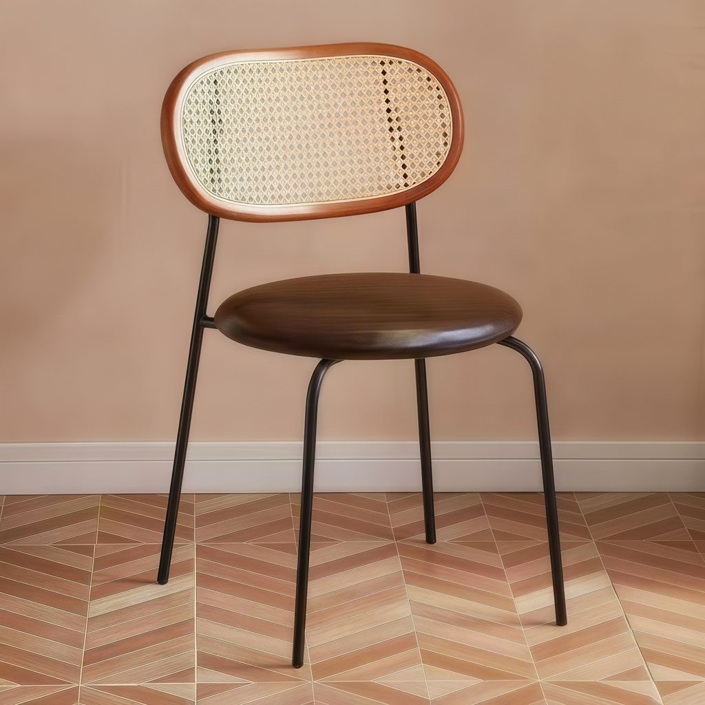 Silla de Comedor Estilo Ratán Nórdico con Cojín - 8