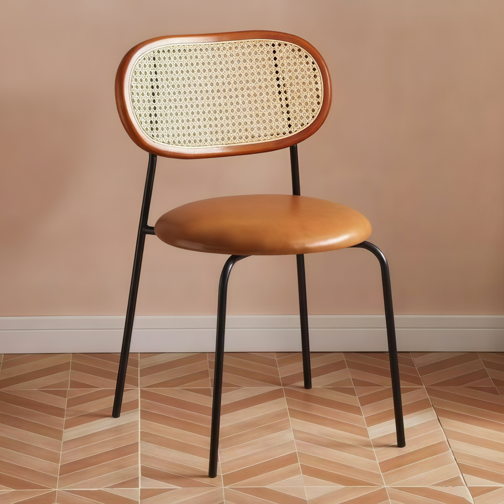 Silla de Comedor Estilo Ratán Nórdico con Cojín - 9