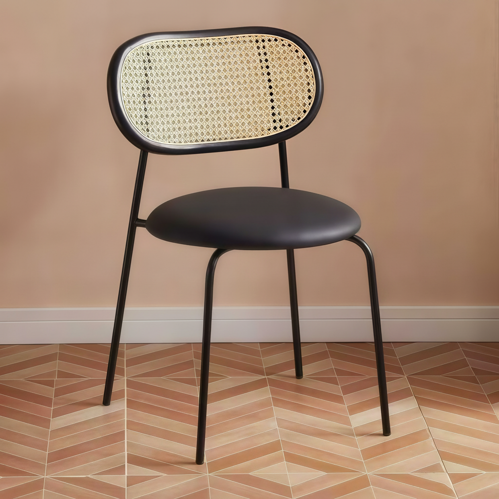Silla de Comedor Estilo Ratán Nórdico con Cojín - 10