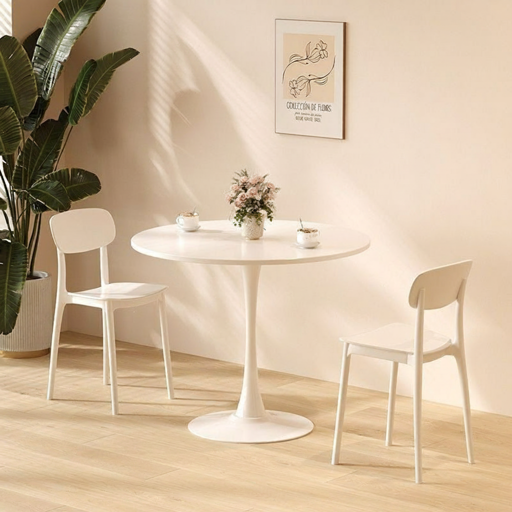 Mesa Redonda Estilo Nórdico Tulipán para Café y Terraza - 1