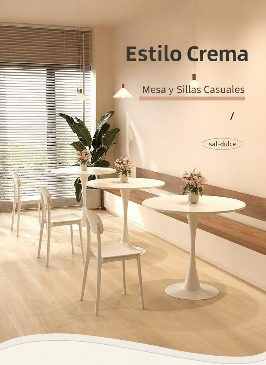 Mesa Redonda Estilo Nórdico Tulipán para Café y Terraza - 16