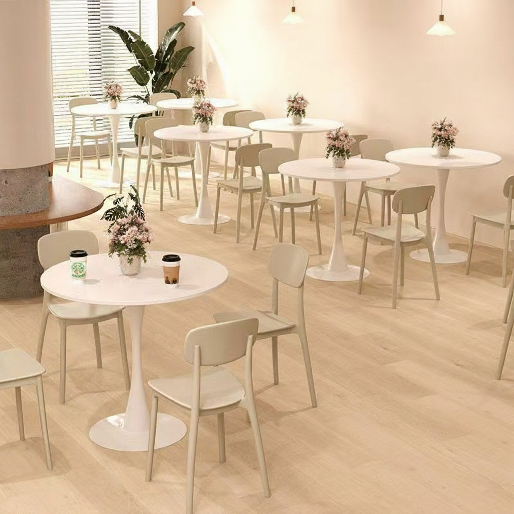 Mesa Redonda Estilo Nórdico Tulipán para Café y Terraza - 4