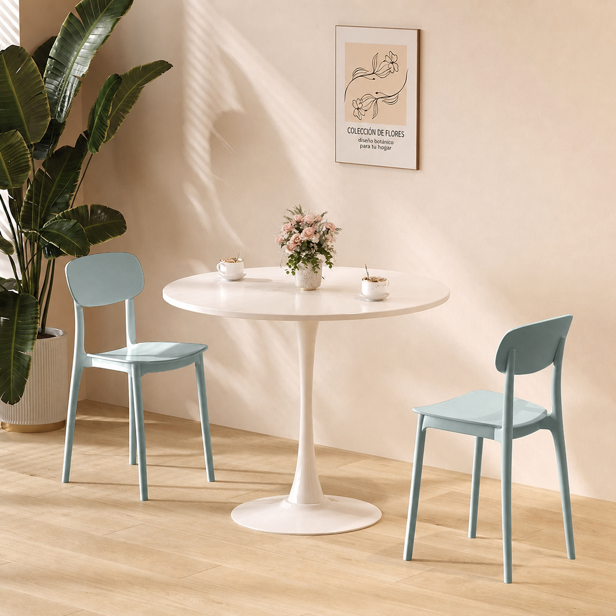 Mesa Redonda Estilo Nórdico Tulipán para Café y Terraza
