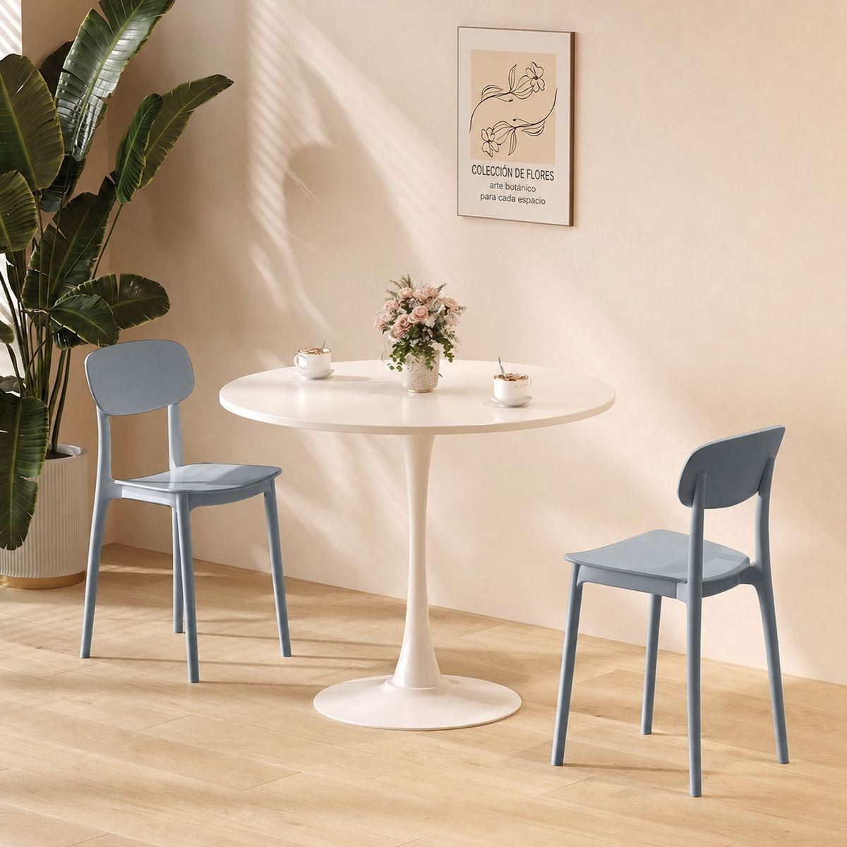 Mesa Redonda Estilo Nórdico Tulipán para Café y Terraza