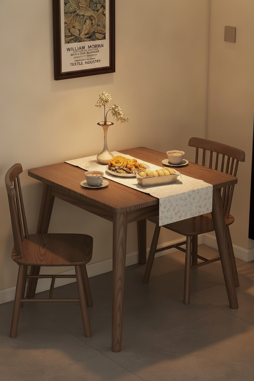 Mesa cuadrada de madera maciza estilo nórdico + sillas - 11