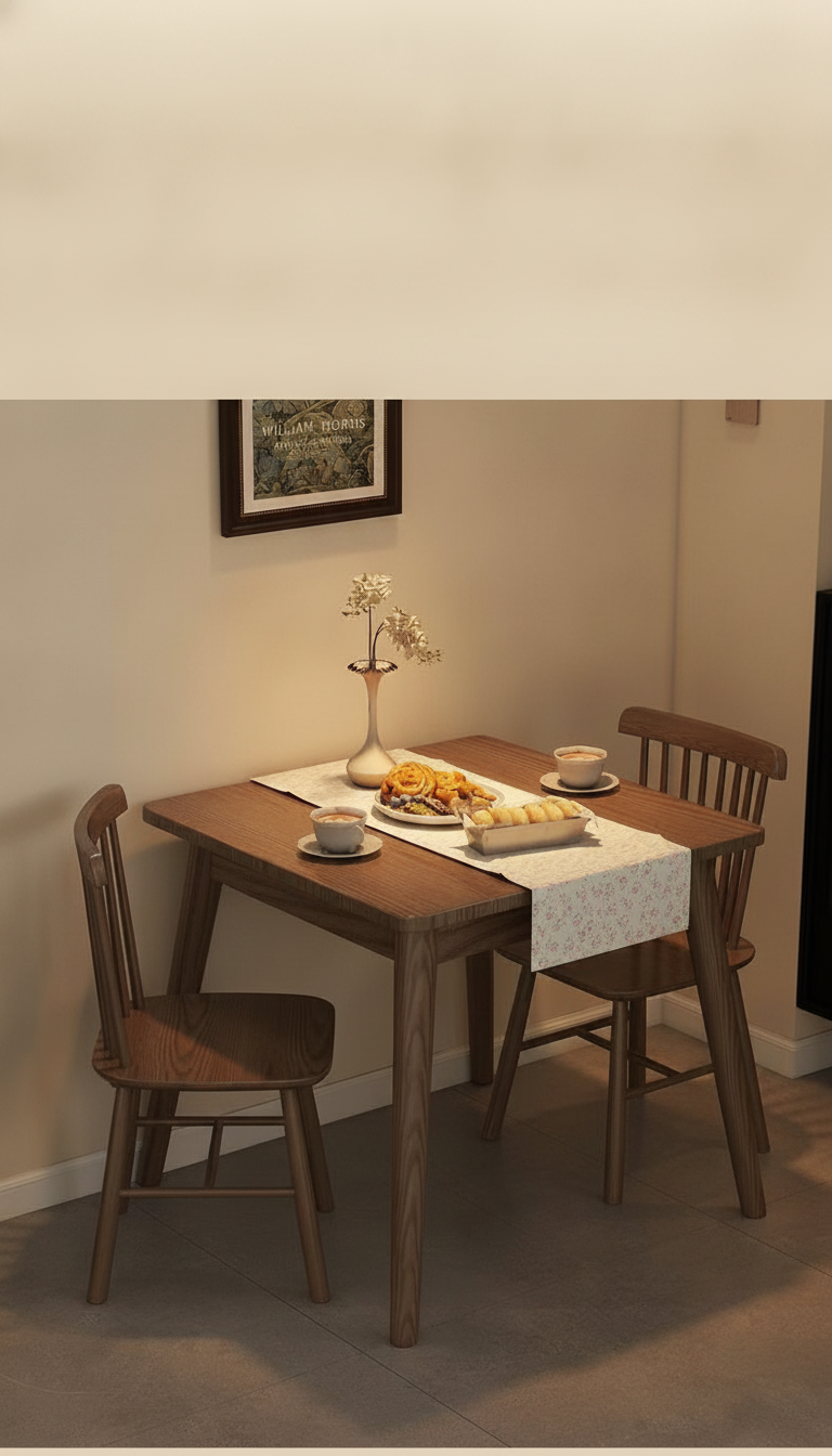 Mesa cuadrada de madera maciza estilo nórdico + sillas - 14