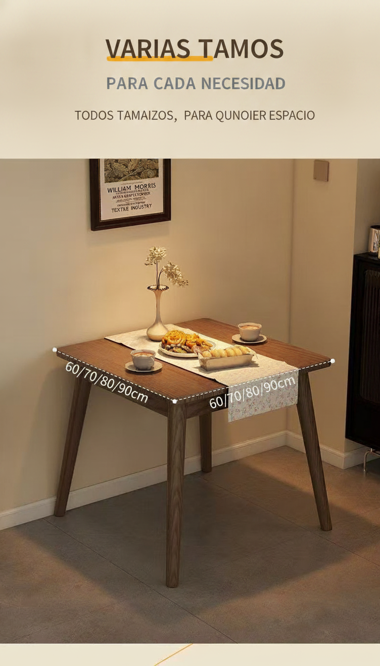 Mesa cuadrada de madera maciza estilo nórdico + sillas - 15