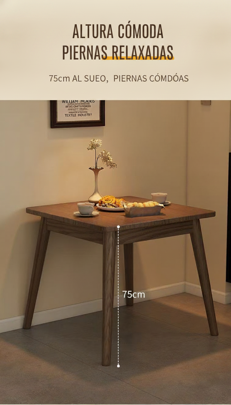 Mesa cuadrada de madera maciza estilo nórdico + sillas - 16