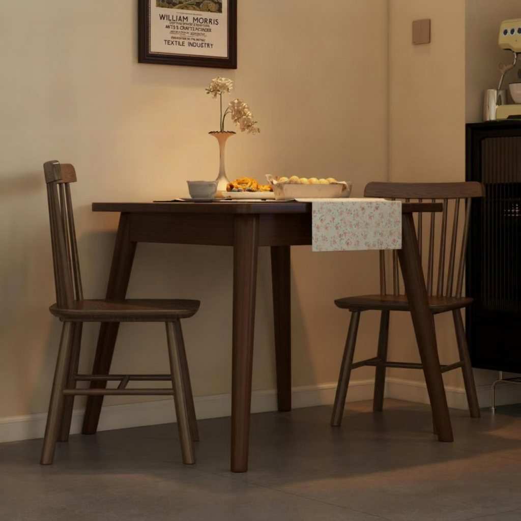 Mesa cuadrada de madera maciza estilo nórdico + sillas - 3