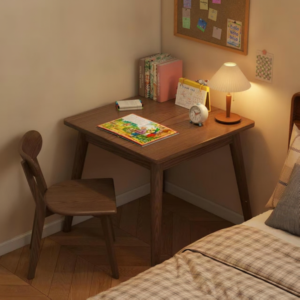 Mesa cuadrada de madera maciza estilo nórdico + sillas - 4