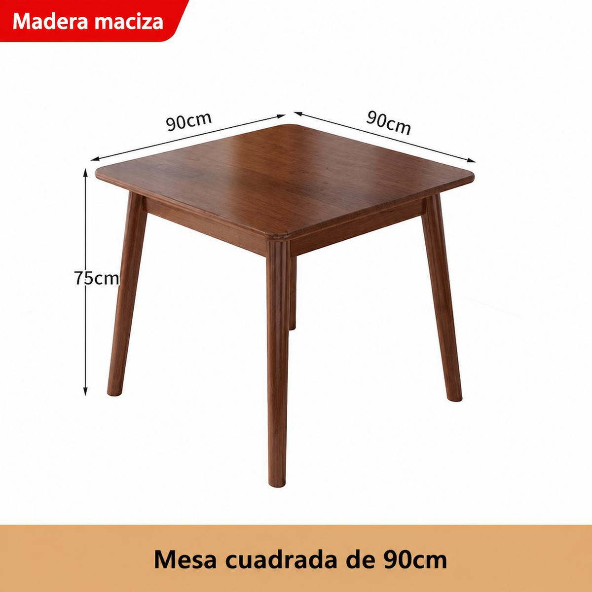 Mesa cuadrada de madera maciza estilo nórdico + sillas