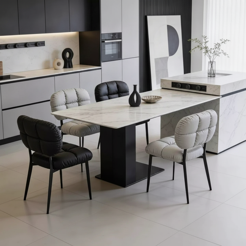 Silla de Comedor Minimalista con Cojín Suave Nube - 4