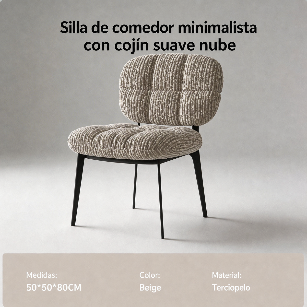 Silla de Comedor Minimalista con Cojín Suave Nube
