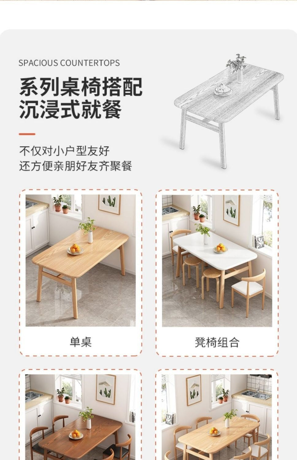 Comedor nórdico minimalista 4 a 8 personas mesa y sillas - 15