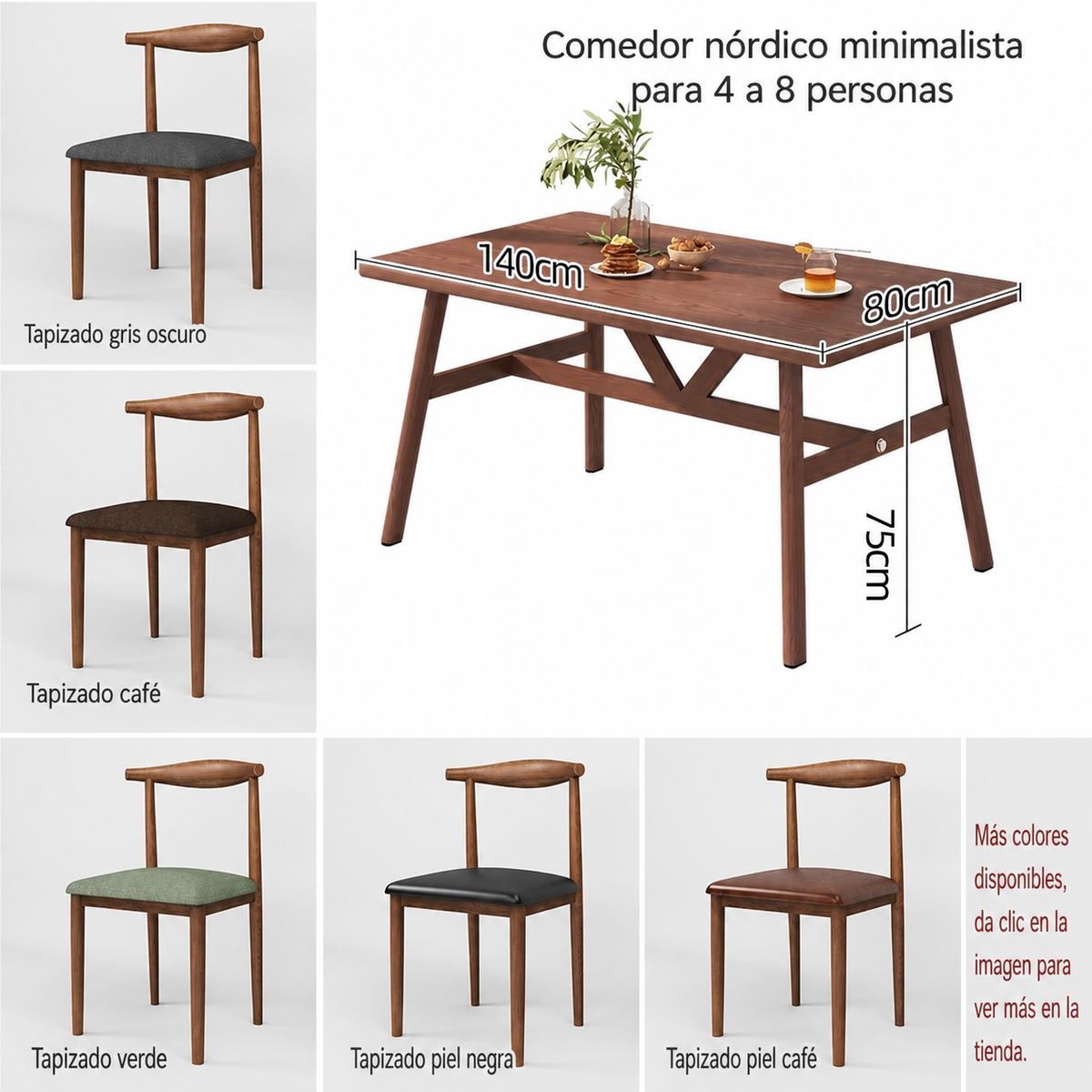 Comedor nórdico minimalista 4 a 8 personas mesa y sillas