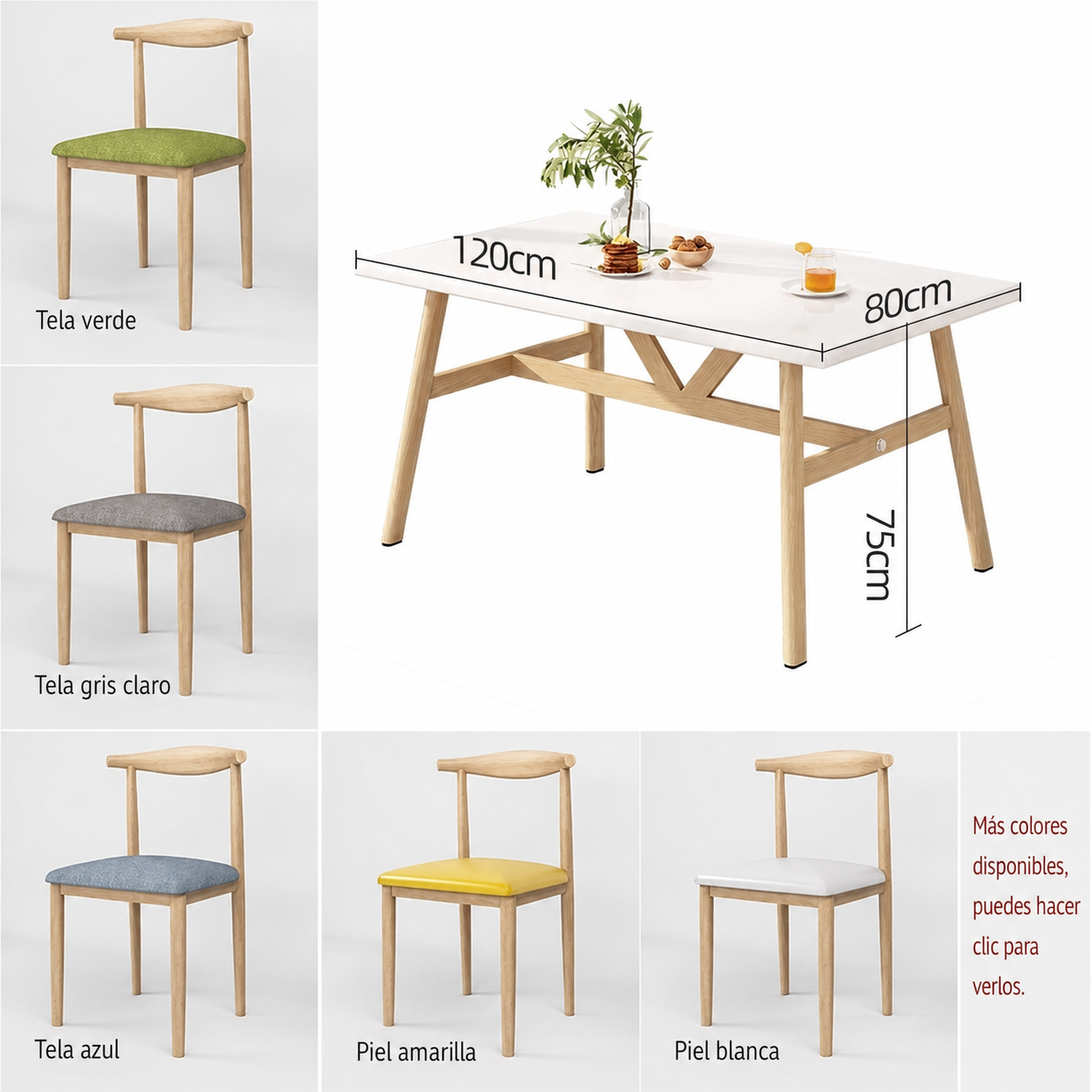 Comedor nórdico minimalista 4 a 8 personas mesa y sillas