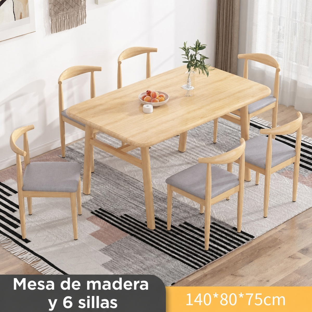 Comedor nórdico minimalista 4 a 8 personas mesa y sillas