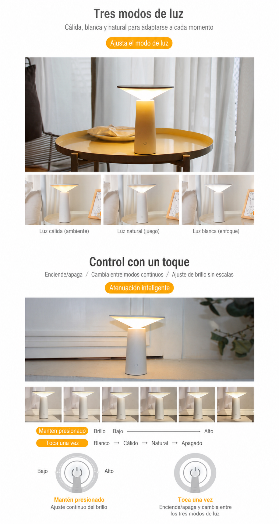 Lámpara LED de Mesa Nórdica con Carga USB - 6