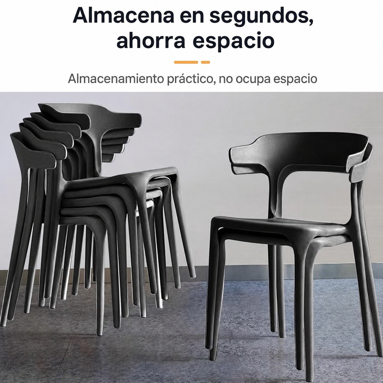 Sillas de comedor nórdicas de plástico con respaldo - 2