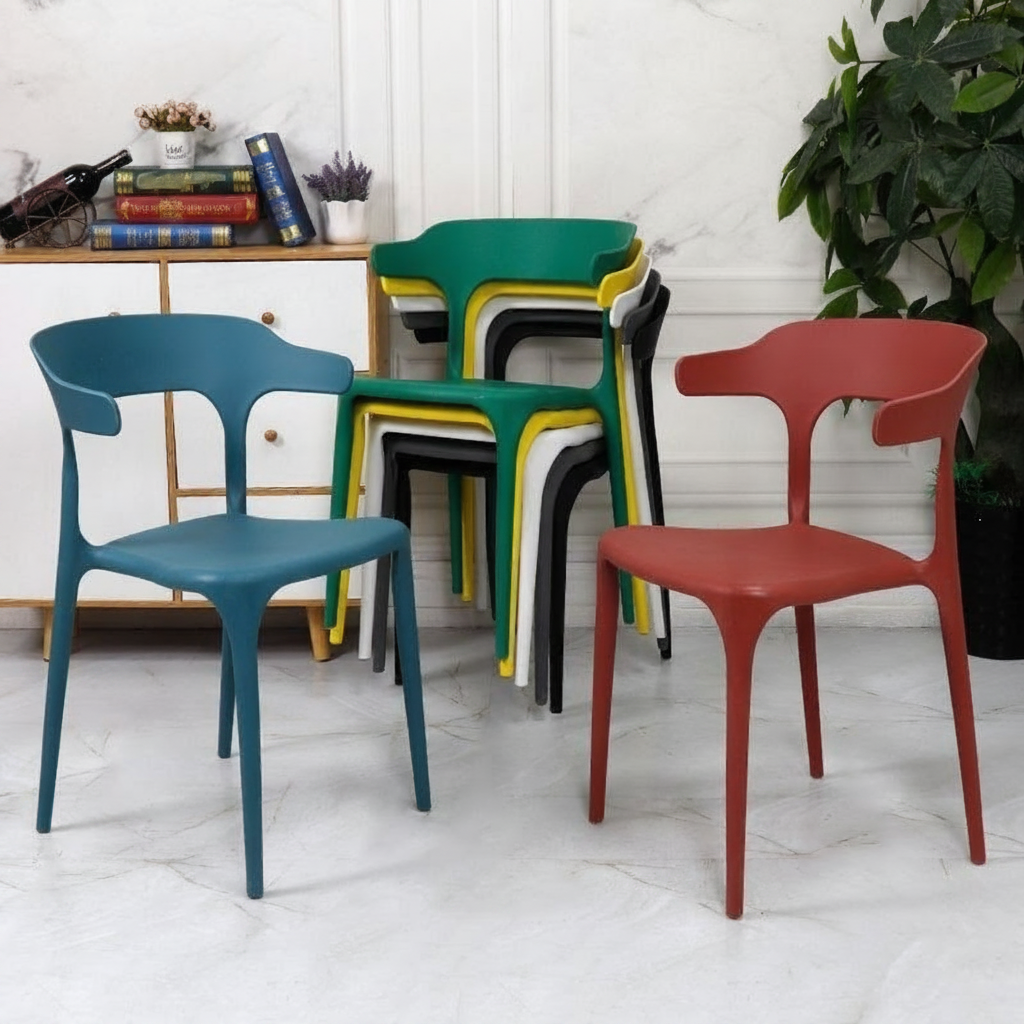 Sillas de comedor nórdicas de plástico con respaldo - 14