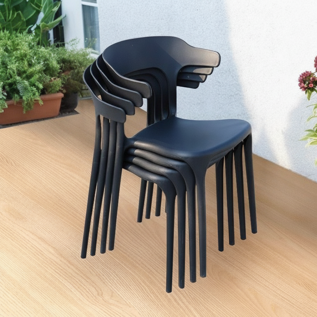 Sillas de comedor nórdicas de plástico con respaldo - 3