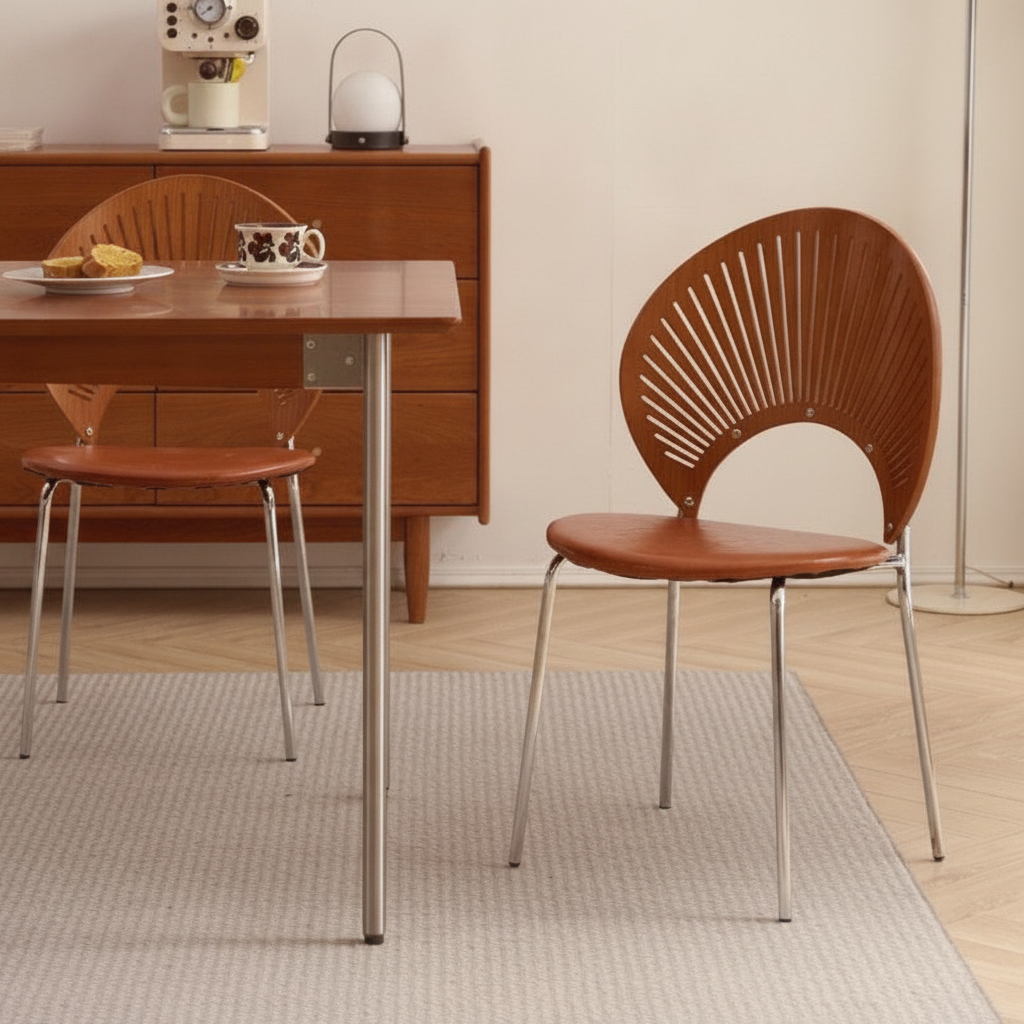 Silla Tipo Concha Estilo Vintage con Cojín Tapizado - 1