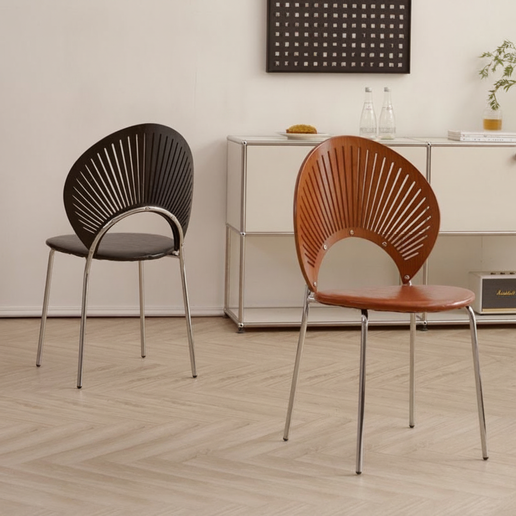 Silla Tipo Concha Estilo Vintage con Cojín Tapizado - 2