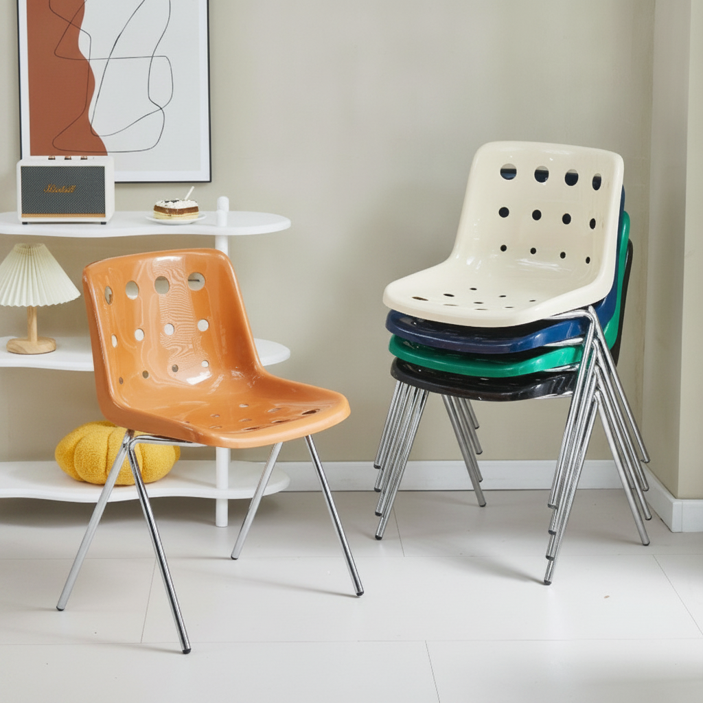 Silla Queso Vintage con Respaldo de Metal | Estilo Aesthetic - 11