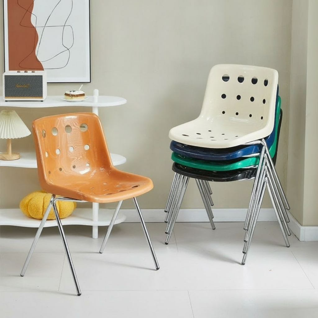 Silla Queso Vintage con Respaldo de Metal | Estilo Aesthetic - 2