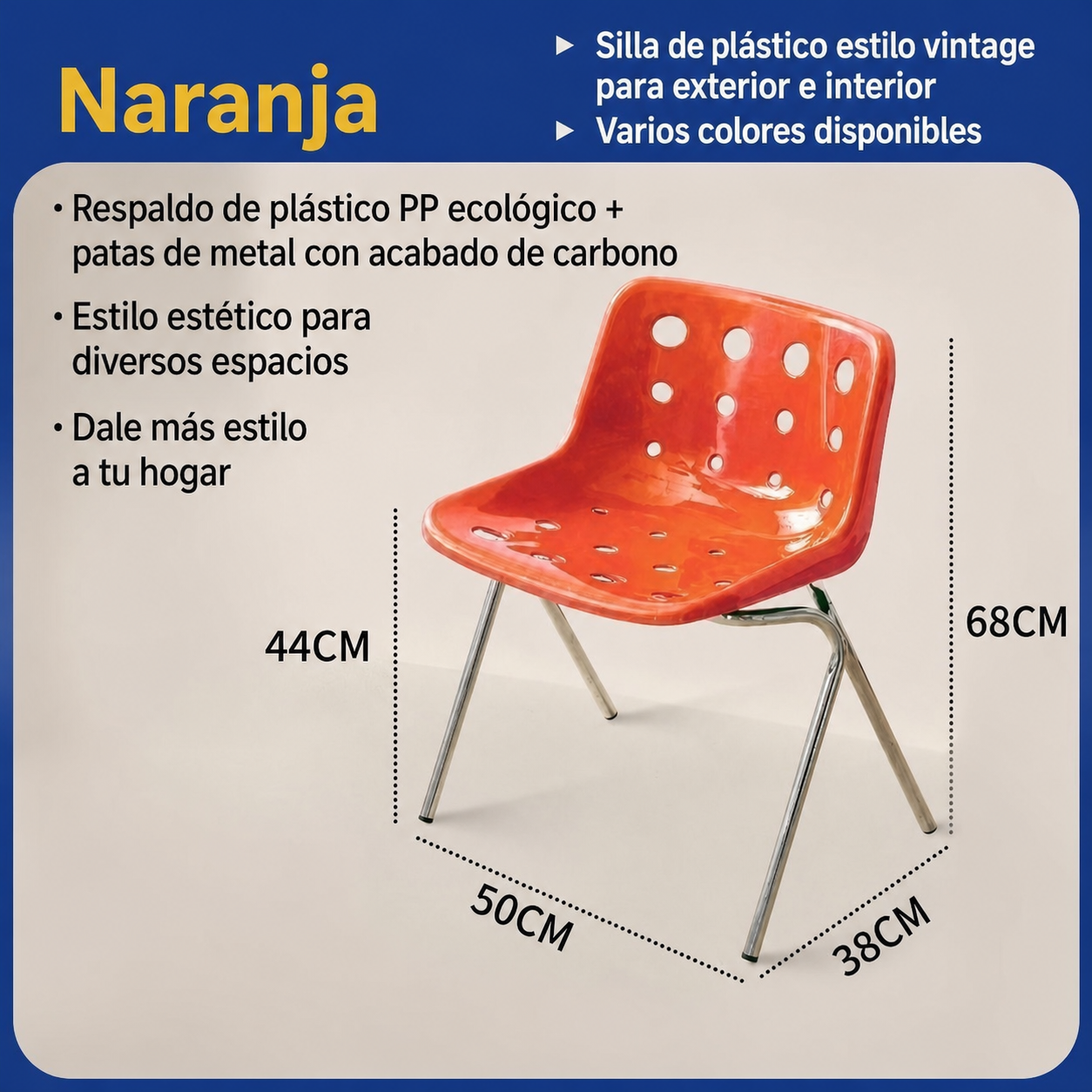 Silla Queso Vintage con Respaldo de Metal | Estilo Aesthetic