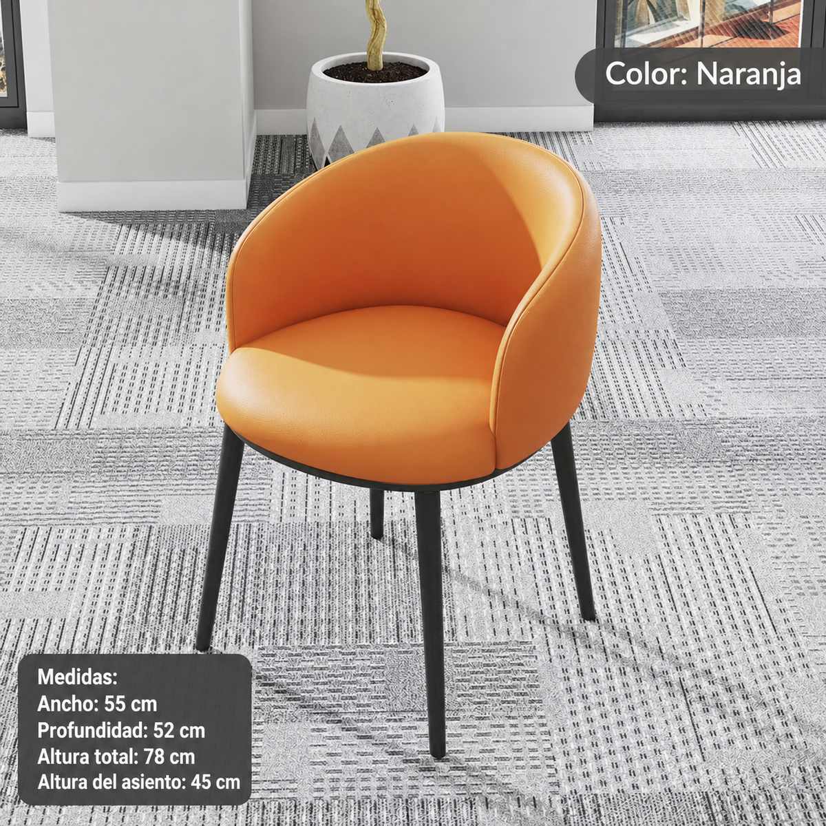 Silla Nórdica con Respaldo Tapizado y Brazos – Comedor - 8