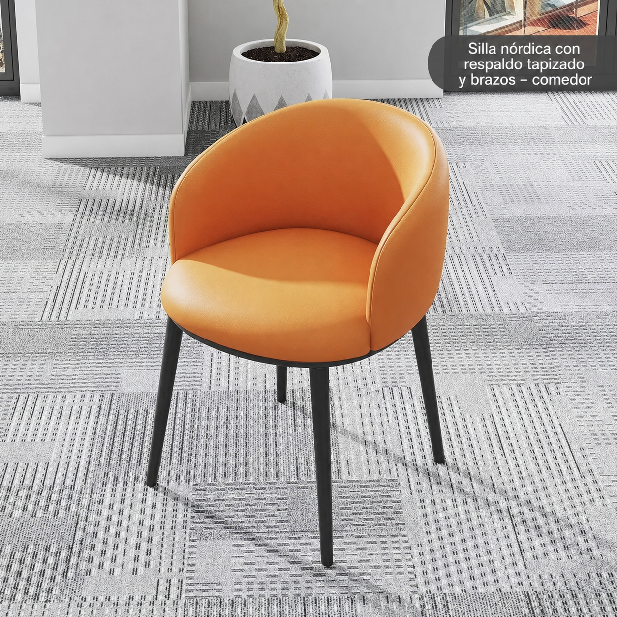 Silla Nórdica con Respaldo Tapizado y Brazos – Comedor