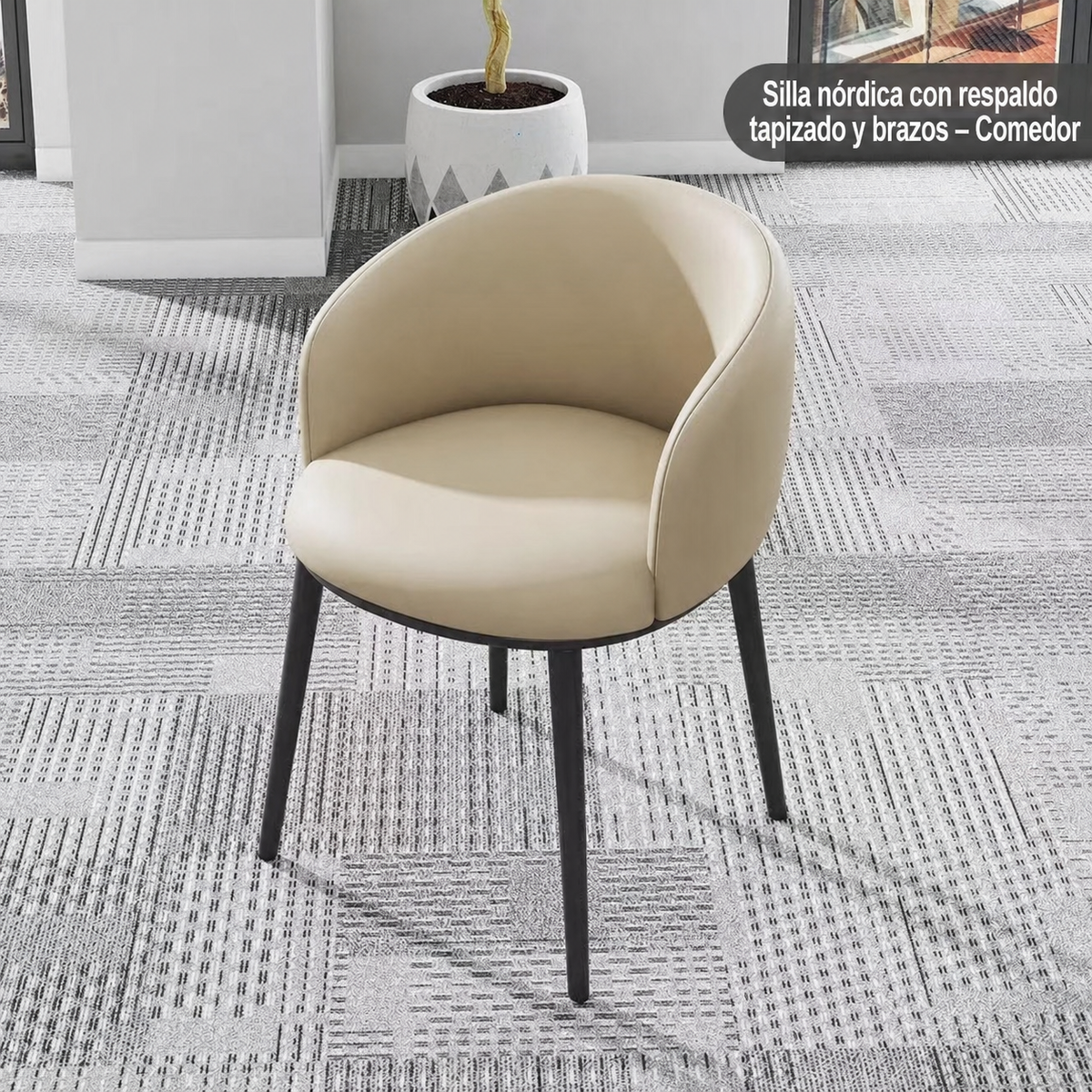 Silla Nórdica con Respaldo Tapizado y Brazos – Comedor