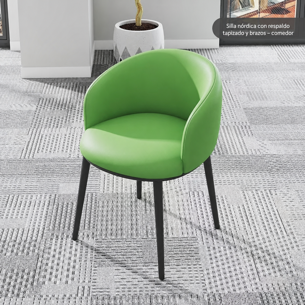 Silla Nórdica con Respaldo Tapizado y Brazos – Comedor