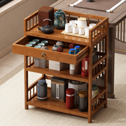Estante de bambú para té multicapa con cajón - 1