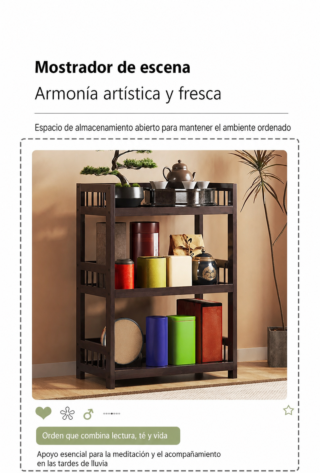 Estante de bambú para té multicapa con cajón - 14
