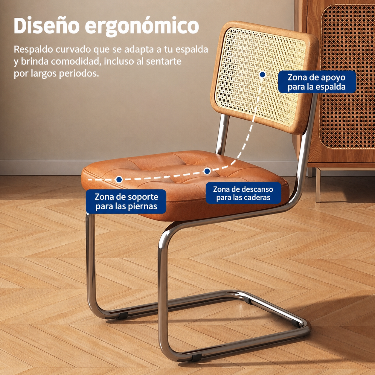 Silla retro estilo rattan para comedor y terraza - 3