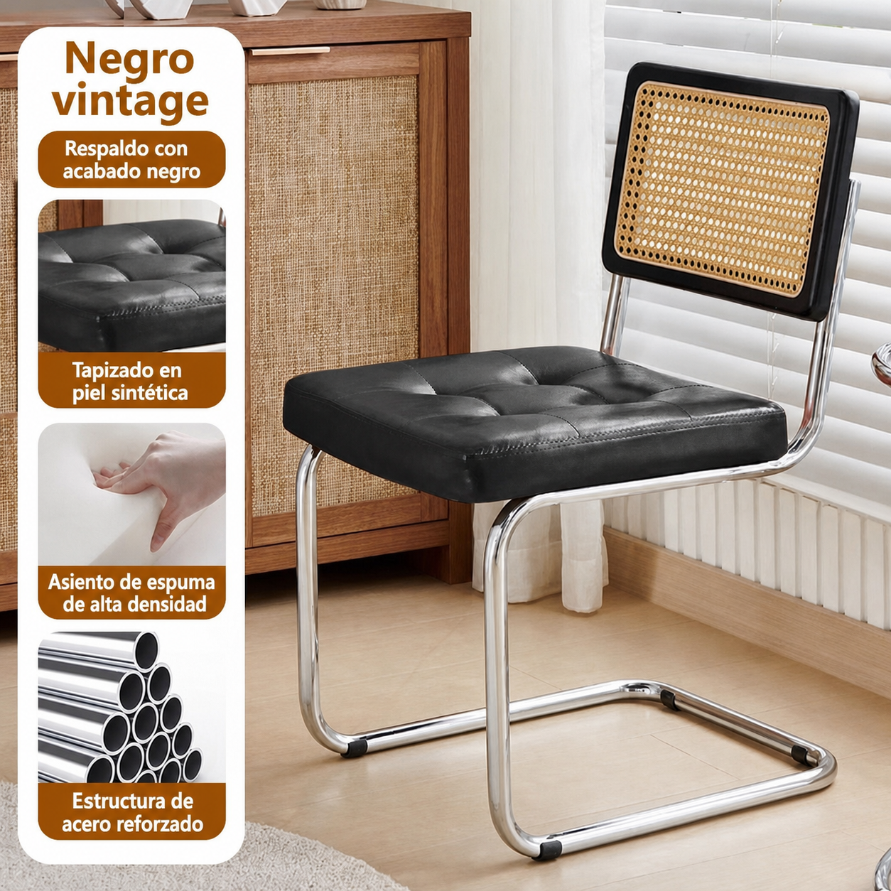 Silla retro estilo rattan para comedor y terraza - 9
