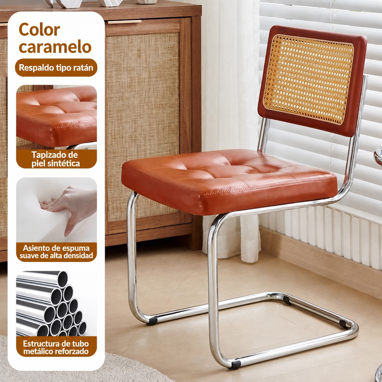 Silla retro estilo rattan para comedor y terraza - 10