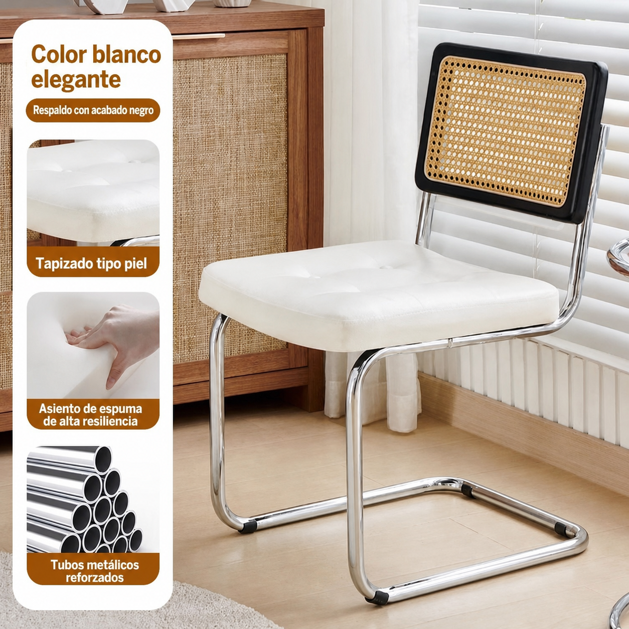 Silla retro estilo rattan para comedor y terraza