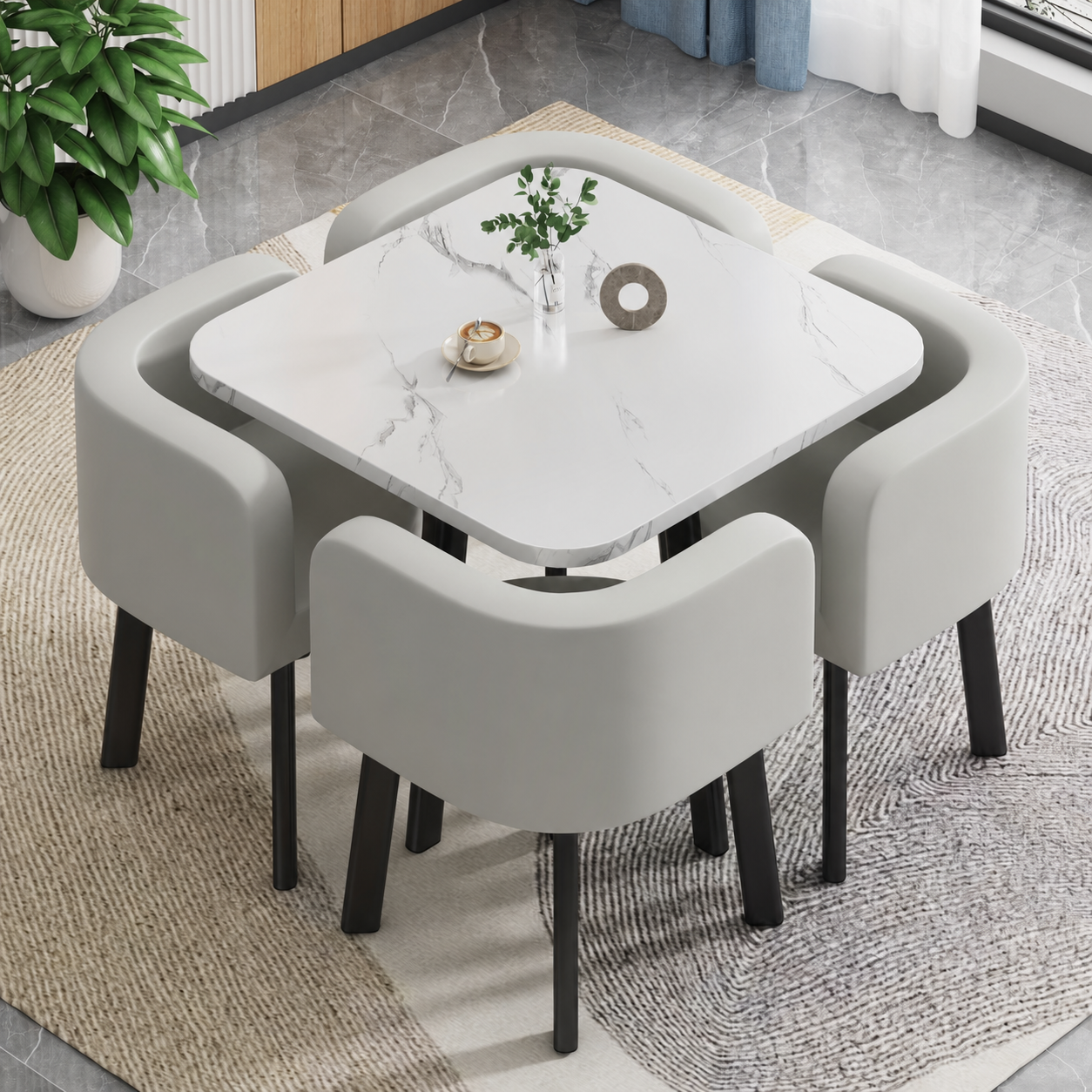 Juego de comedor 1 mesa + 4 sillas estilo italiano - 1