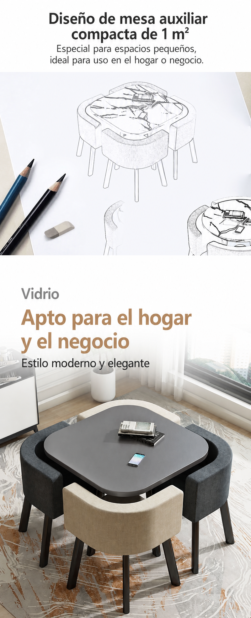 Juego de comedor 1 mesa + 4 sillas estilo italiano - 12