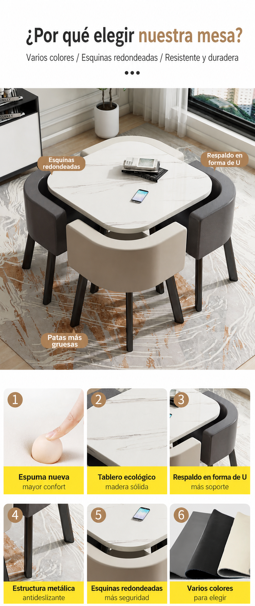 Juego de comedor 1 mesa + 4 sillas estilo italiano - 15