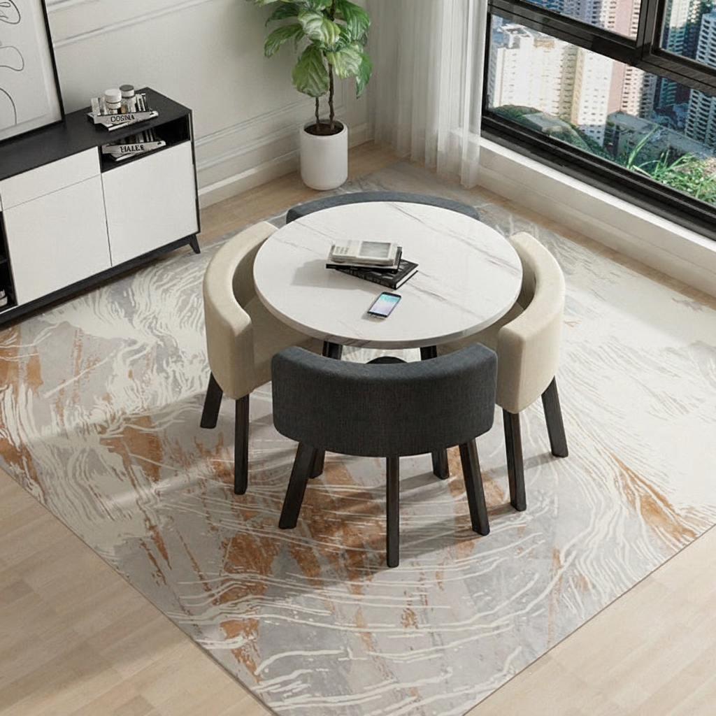 Juego de comedor 1 mesa + 4 sillas estilo italiano - 6