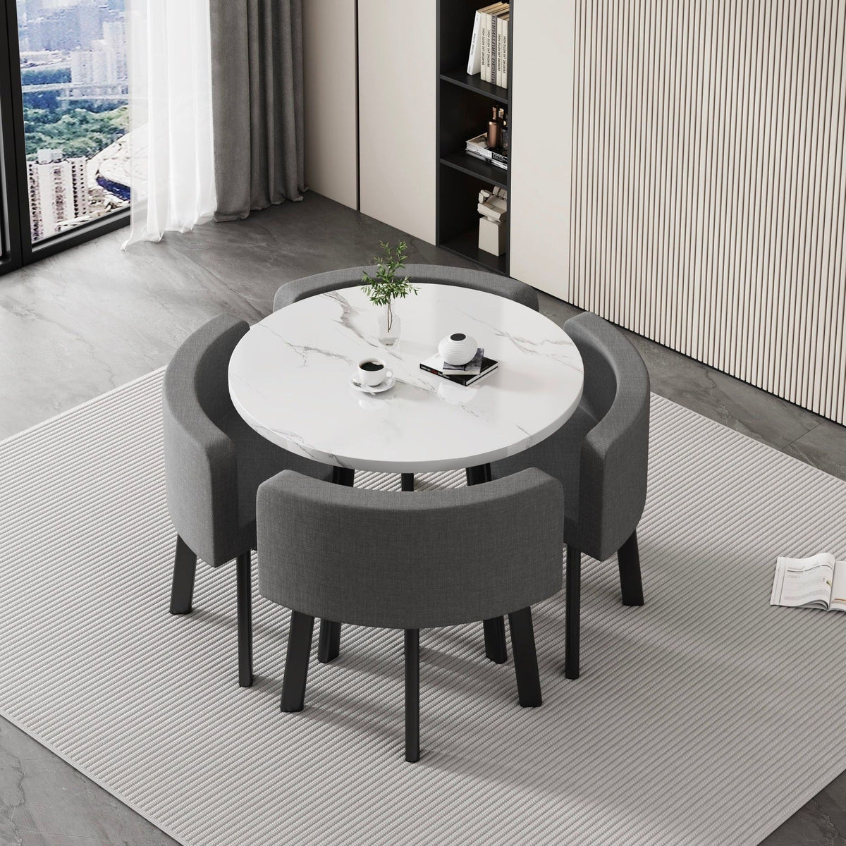 Juego de comedor 1 mesa + 4 sillas estilo italiano