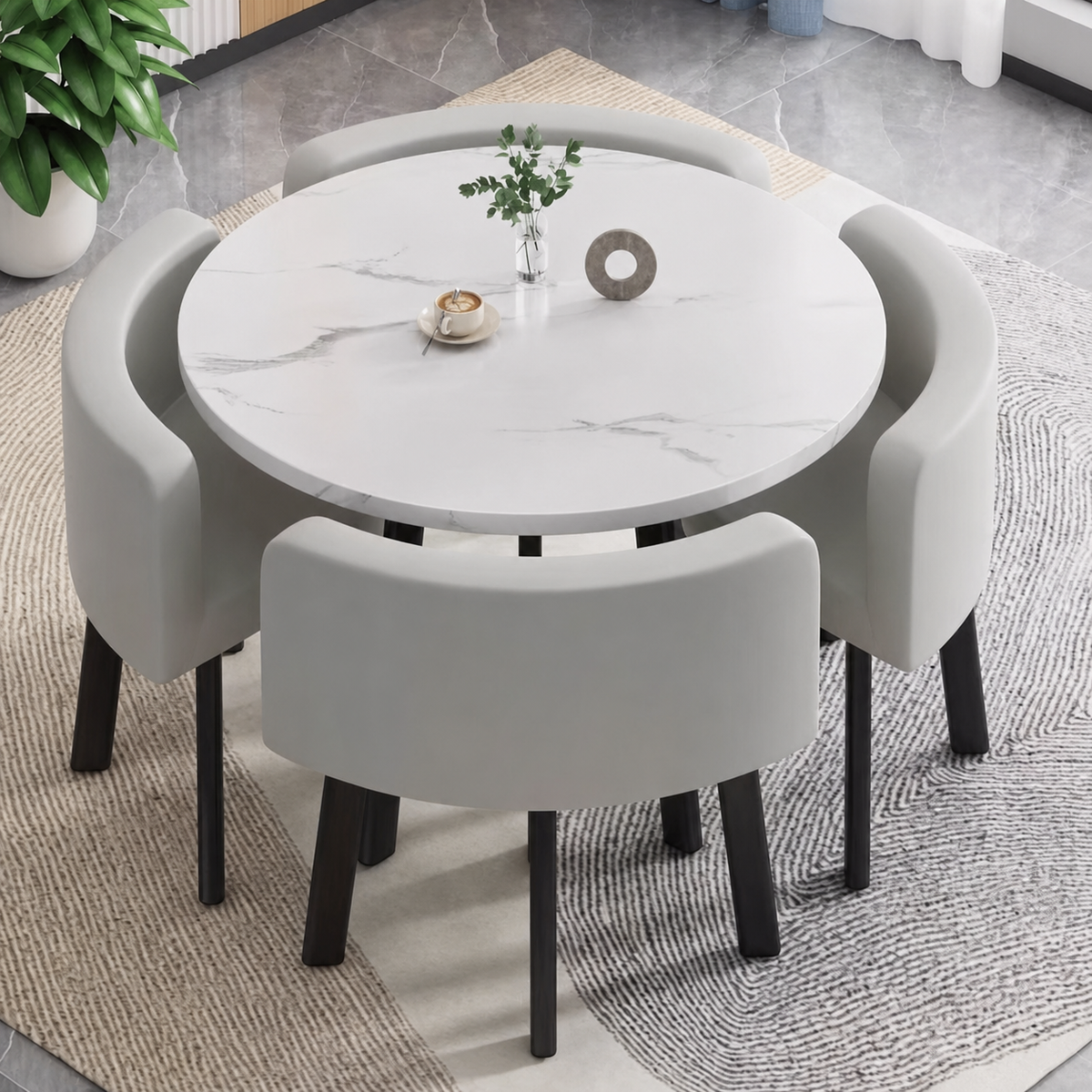 Juego de comedor 1 mesa + 4 sillas estilo italiano